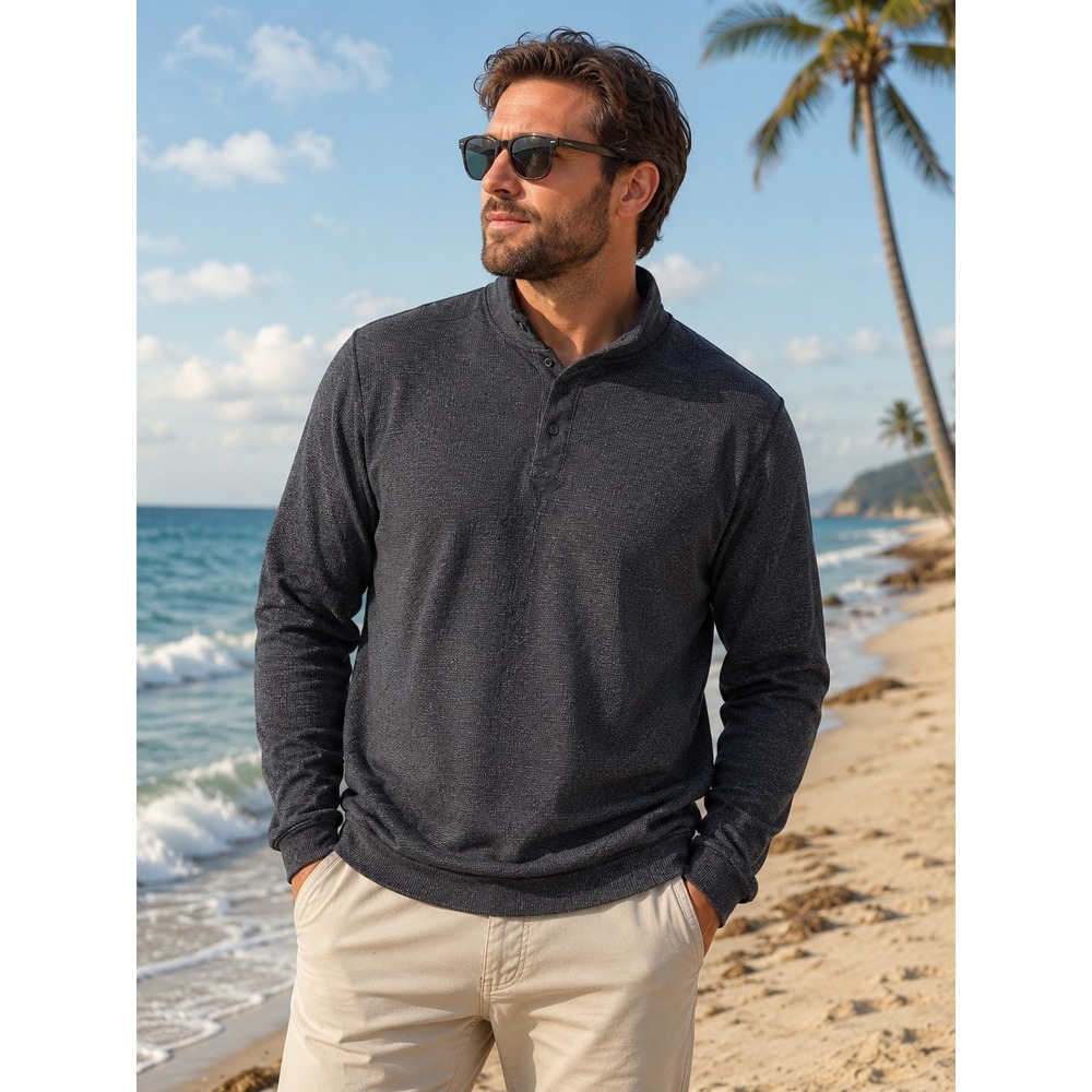 TOMMY BAHAMA Men's 1/4 Zip Pullover XL Sweater Pockets‎ Black -1767